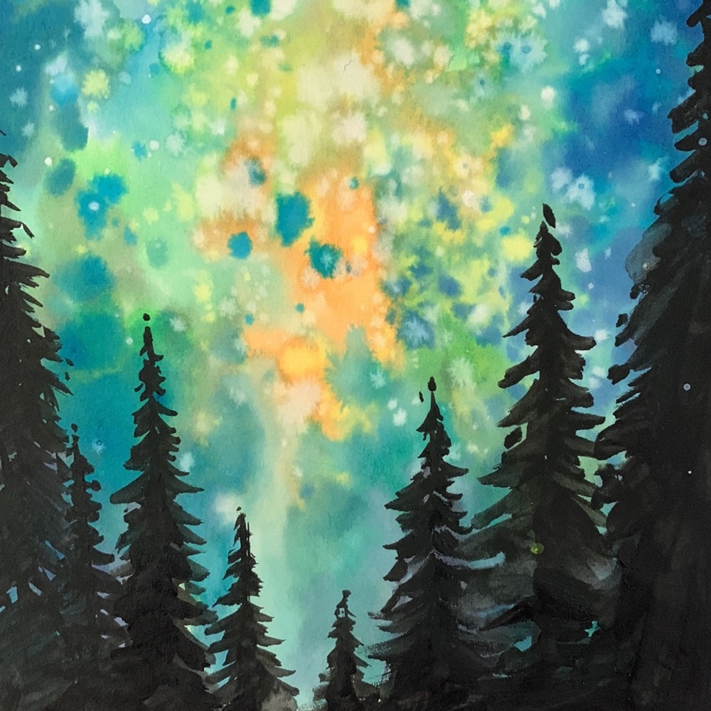 SALE!! Northern lights watercolour #one handmade